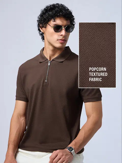 Popcorn Dark Mocha Zipper Polos