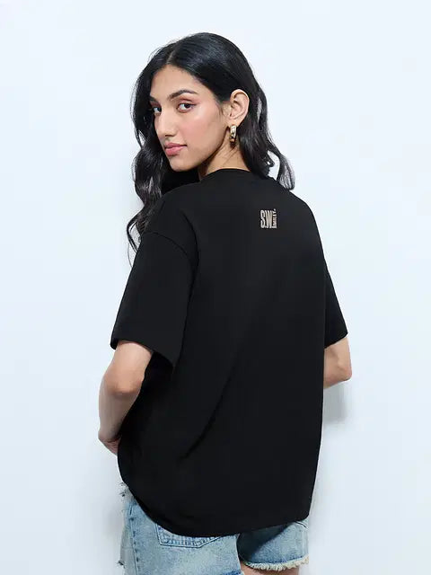 Smiley Glitter Getter Women Oversized T-Shirts