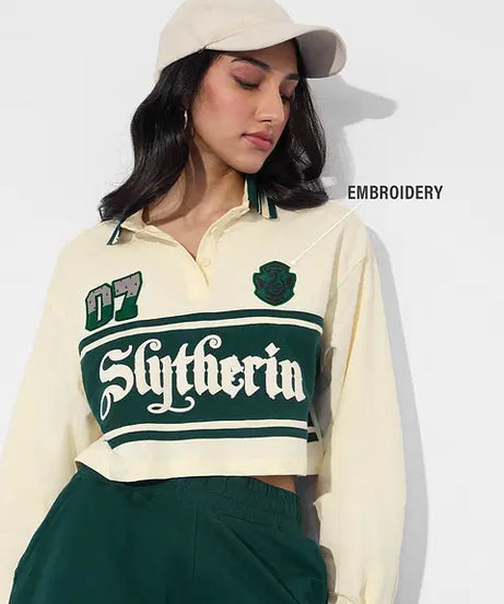 Slytherin Prefect Women Cropped Rugby Polos