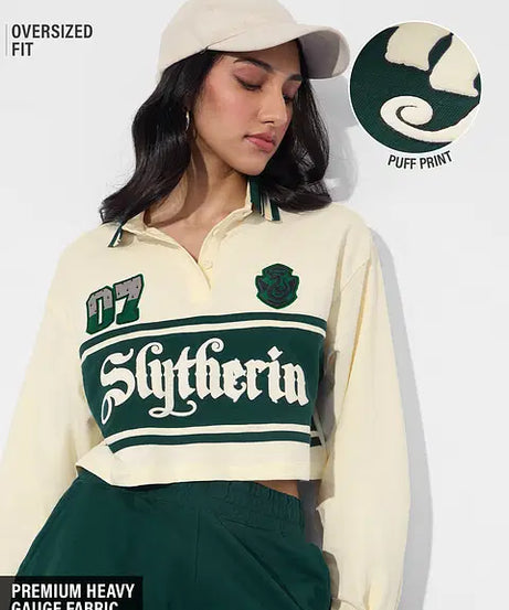 Slytherin Prefect Women Cropped Rugby Polos