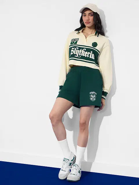 Harry Potter Slytherin Prefect Women Cropped Rugby Polos