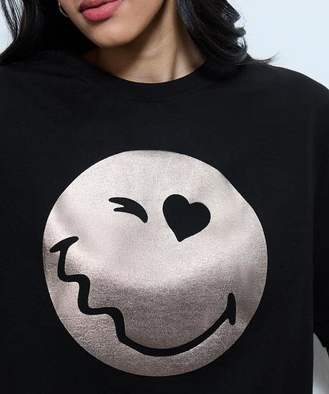 S.W.SMILEY Shimmer Women Oversized T-Shirts