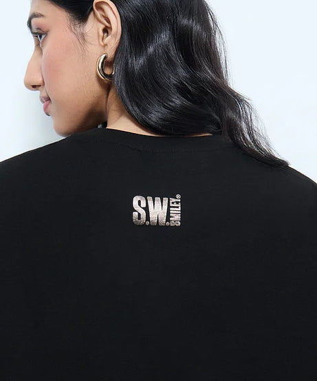 S.W.SMILEY Shimmer Women Oversized T-Shirts