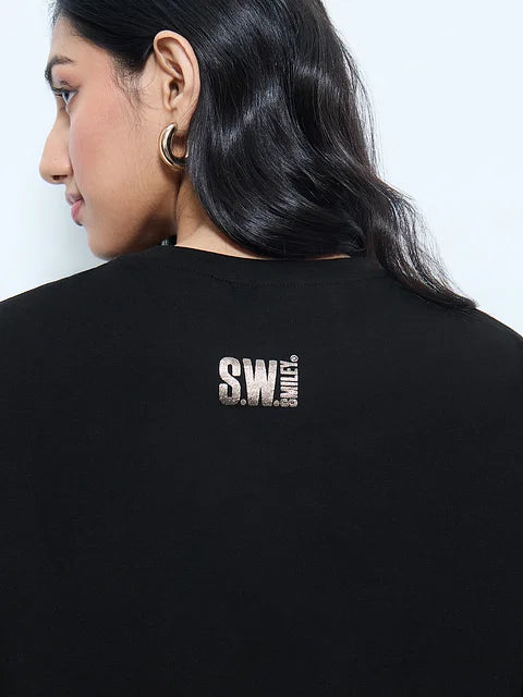 S.W.SMILEY Shimmer Women Oversized T-Shirts
