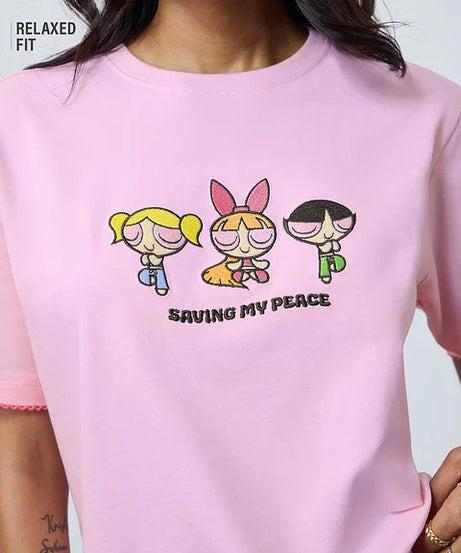 Powerpuff Girls Peace Women Relaxed Fit T-Shirts