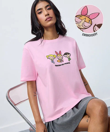 Powerpuff Girls Peace Women Relaxed Fit T-Shirts
