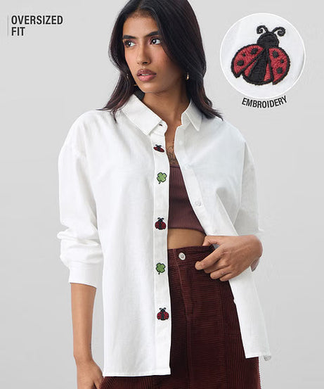 Lady Luck Cotton Linen Women Boyfriend Shirts