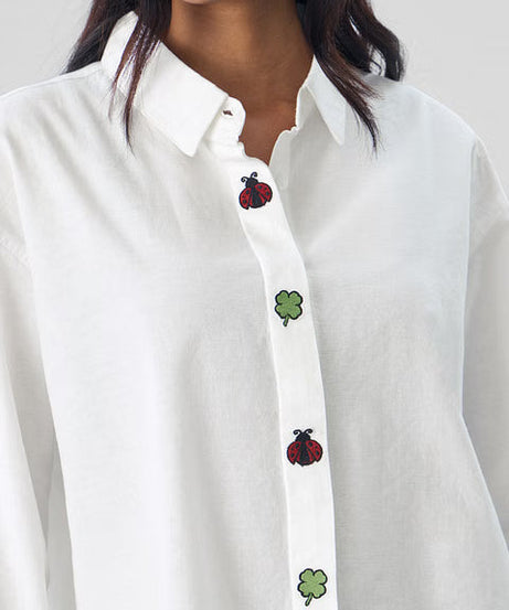 Lady Luck Cotton Linen Women Boyfriend Shirts