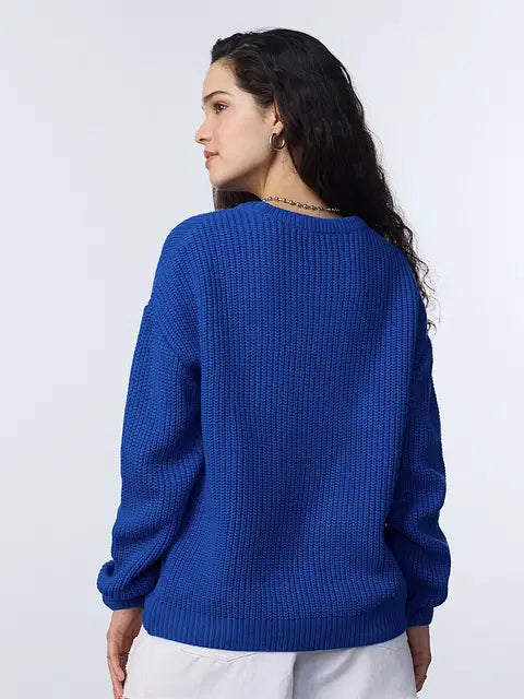 Royal Blue Women Oversized Sweaters