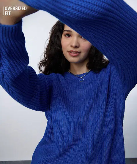 Royal Blue Women Oversized Sweaters
