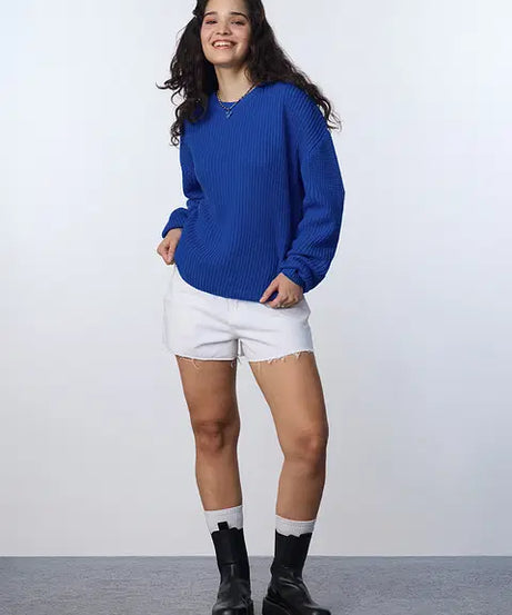 Royal Blue Women Oversized Sweaters