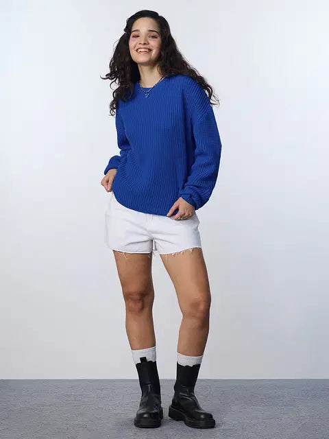 Royal Blue Women Oversized Sweaters