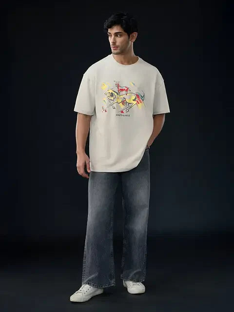 Welcome Majnu Bhai Painting Oversized T-Shirts