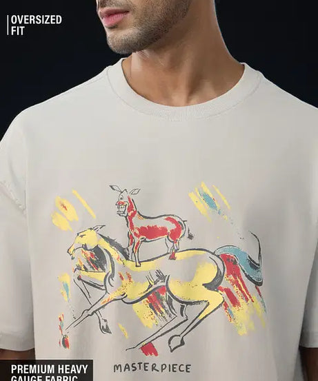 Welcome Majnu Bhai Painting Oversized T-Shirts