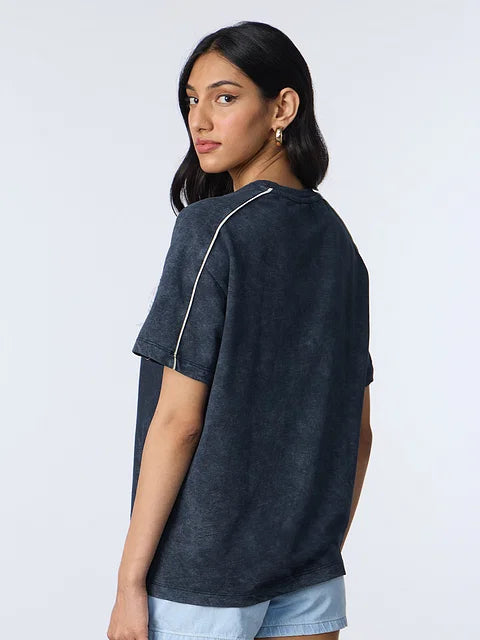 Souled Originals Washed Navy Women Oversized T-Shirts