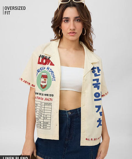 Cotton Linen Kimchi Women Holiday Shirts