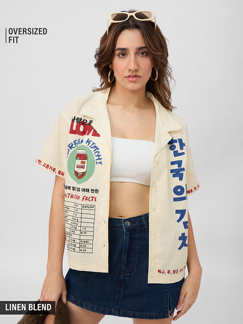 Cotton Linen Kimchi Women Holiday Shirts