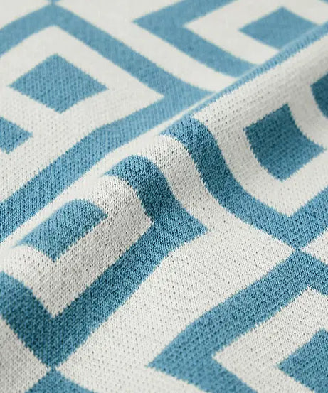 Jacquard Blue Retro Oversized Polos