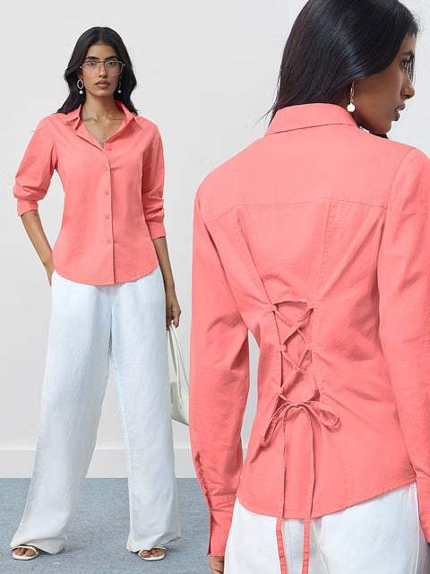 Back Tie-Up Coral Women Shirts
