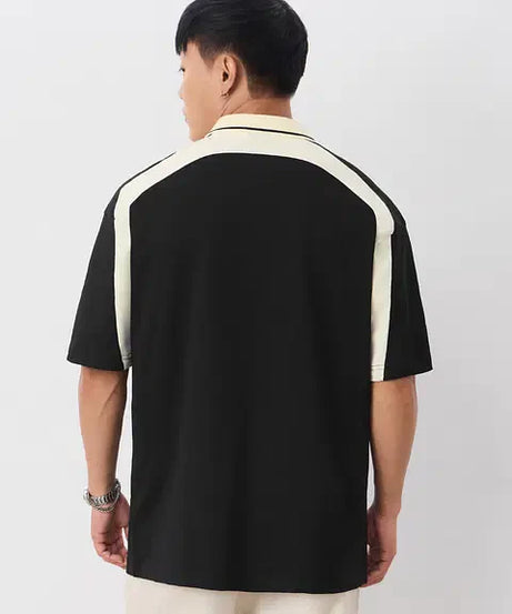 Colourblock Polo White Black Oversized Polos