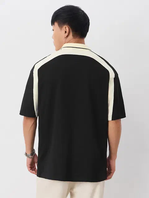 Colourblock Polo White Black Oversized Polos