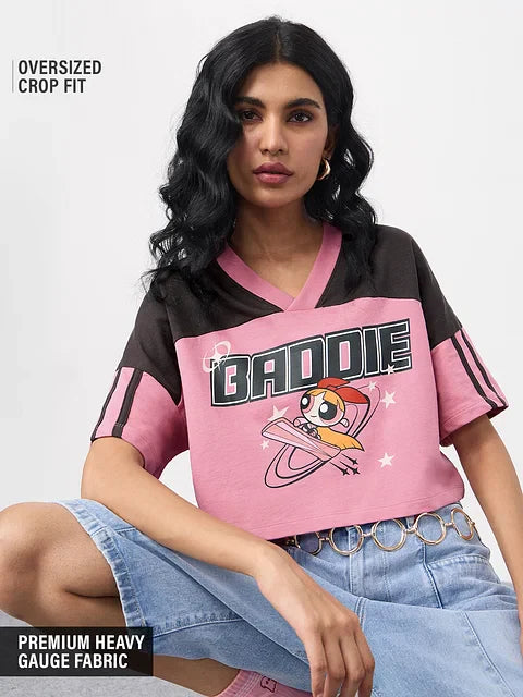 Powerpuff Girls  Baddie Women Oversized Cropped T-Shirts