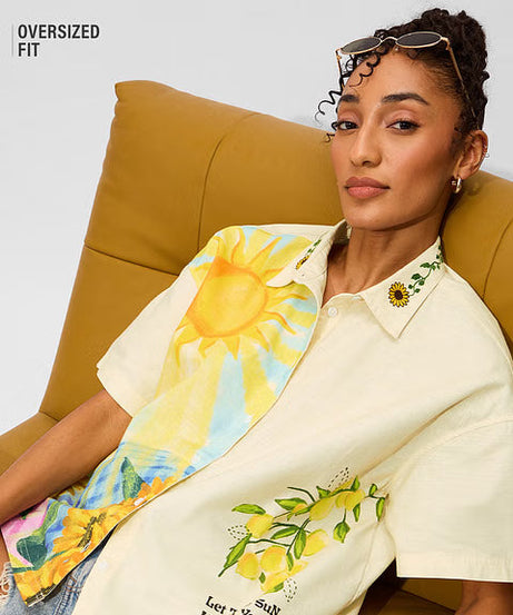 Cotton Linen Sunshine Women Holiday Shirts