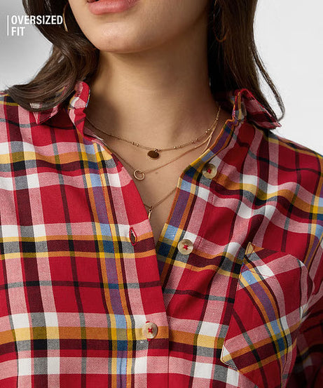 Plaid Shirt Phlox Women Boyfriend Shirts