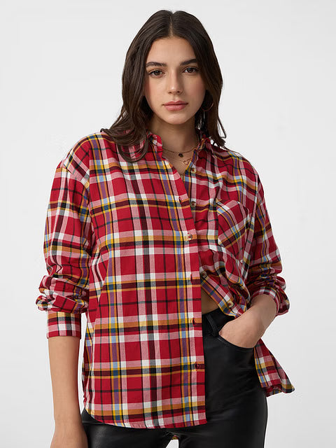 Plaid Shirt Phlox Women Boyfriend Shirts