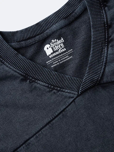 Acid Wash Tee Blue Women Oversized Cropped T-Shirts