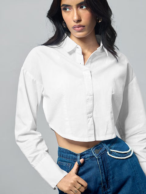 Cropped Ivory Women Cropped Shirts