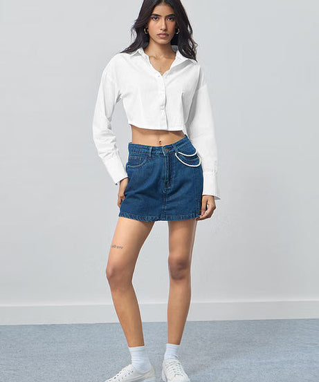 Cropped Ivory Women Cropped Shirts