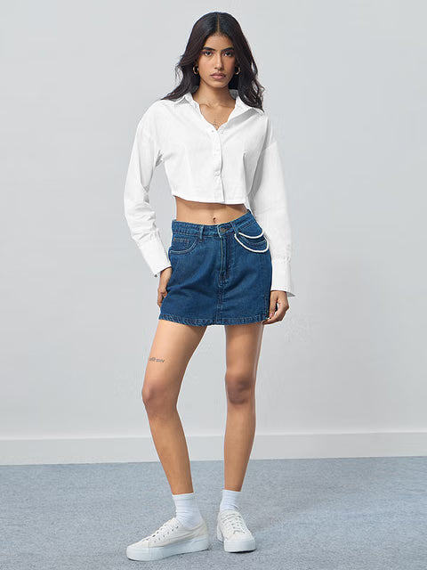 Cropped Ivory Women Cropped Shirts