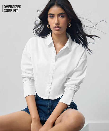 Cropped Ivory Women Cropped Shirts