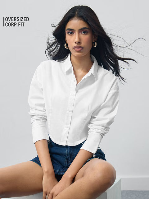 Cropped Ivory Women Cropped Shirts