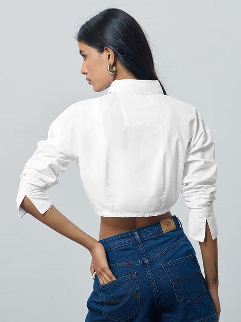 Cropped Ivory Women Cropped Shirts
