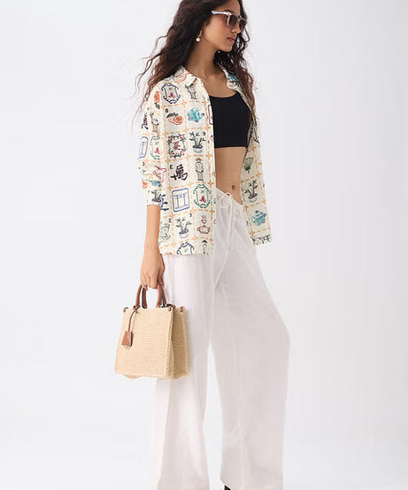 Textured Mahjong Tiles Women Boyfriend Shirts