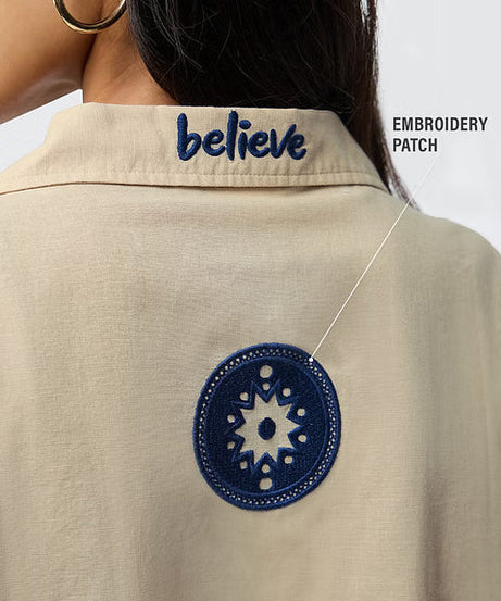 Cotton Linen Believe Women Boyfriend Shirts