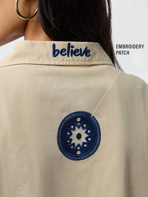 Cotton Linen Believe Women Boyfriend Shirts