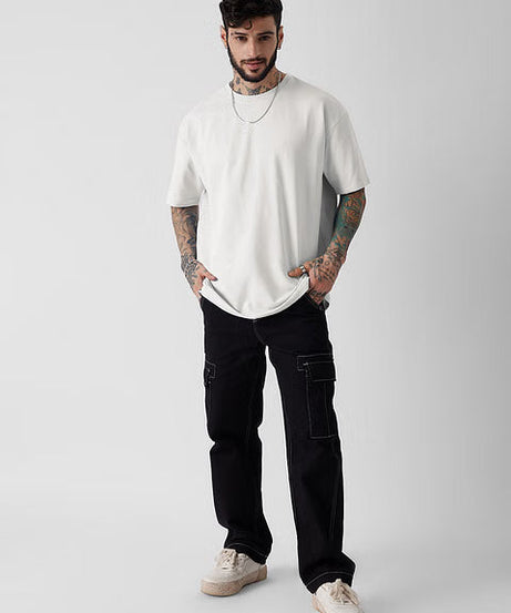 Solids Eggshell White Oversized T-Shirts