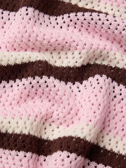 Open Knit T-Shirt Pink Panther Women Relaxed Fit