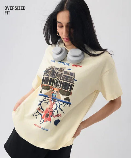 Stranger Things Pixel Women Oversized T-Shirts