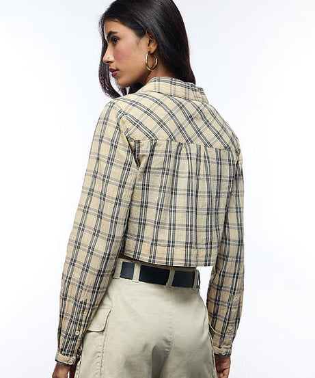 Textured  Birch Women Cropped Shirts