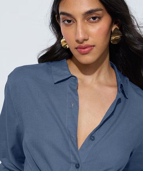 Lyocell Linen Indigo Haze Women Shirts