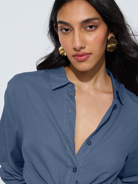 Lyocell Linen Indigo Haze Women Shirts