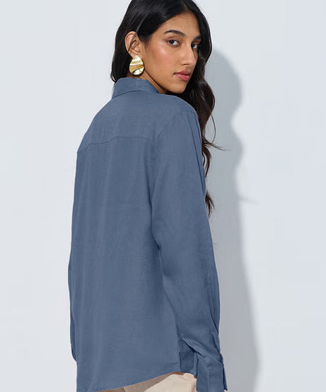 Lyocell Linen Indigo Haze Women Shirts