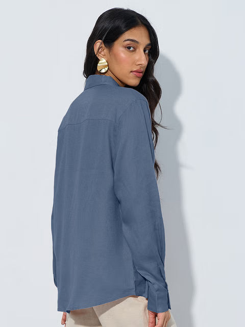 Lyocell Linen Indigo Haze Women Shirts