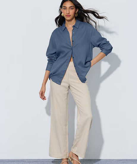 Lyocell Linen Indigo Haze Women Shirts