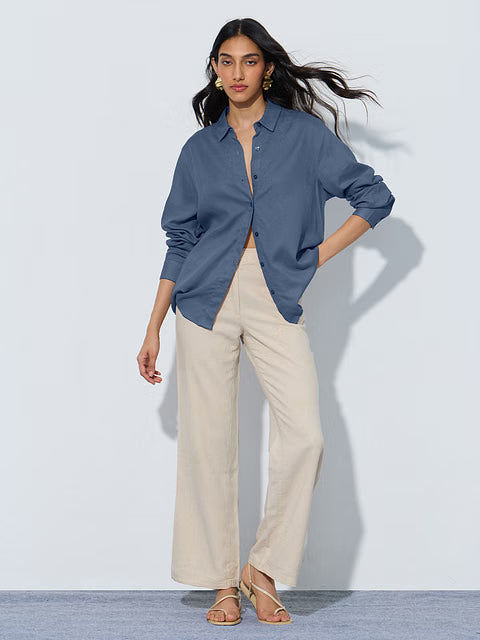 Lyocell Linen Indigo Haze Women Shirts