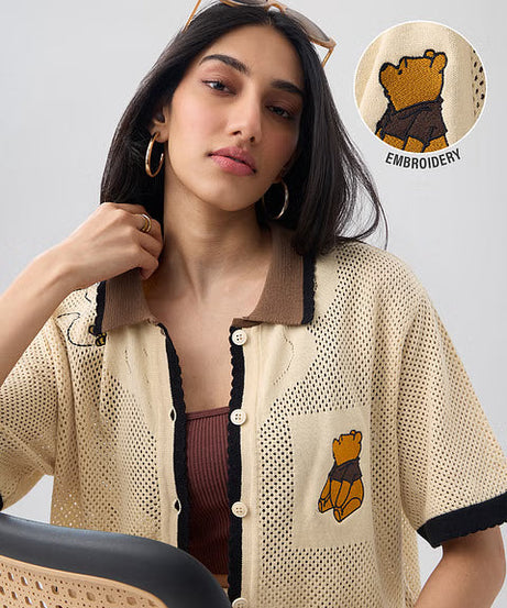 Open knit shirt Happy Pooh Women Shirts